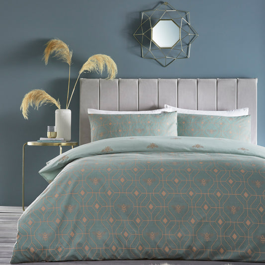 BEE DECO SINGLE DUVET SET EAU DE NIL