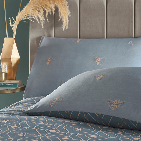 Bee Deco Super King Size Duvet Set French Blue - Riva