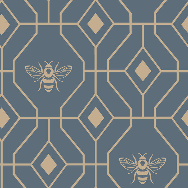 Bee Deco Super King Size Duvet Set French Blue - Riva