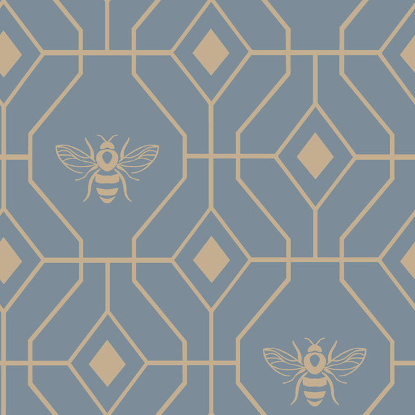 Bee Deco Super King Size Duvet Set French Blue - Riva