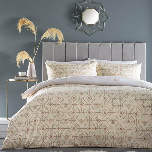 BEE DECO SUPER KING SIZE DUVET SET CHAMPAGNE