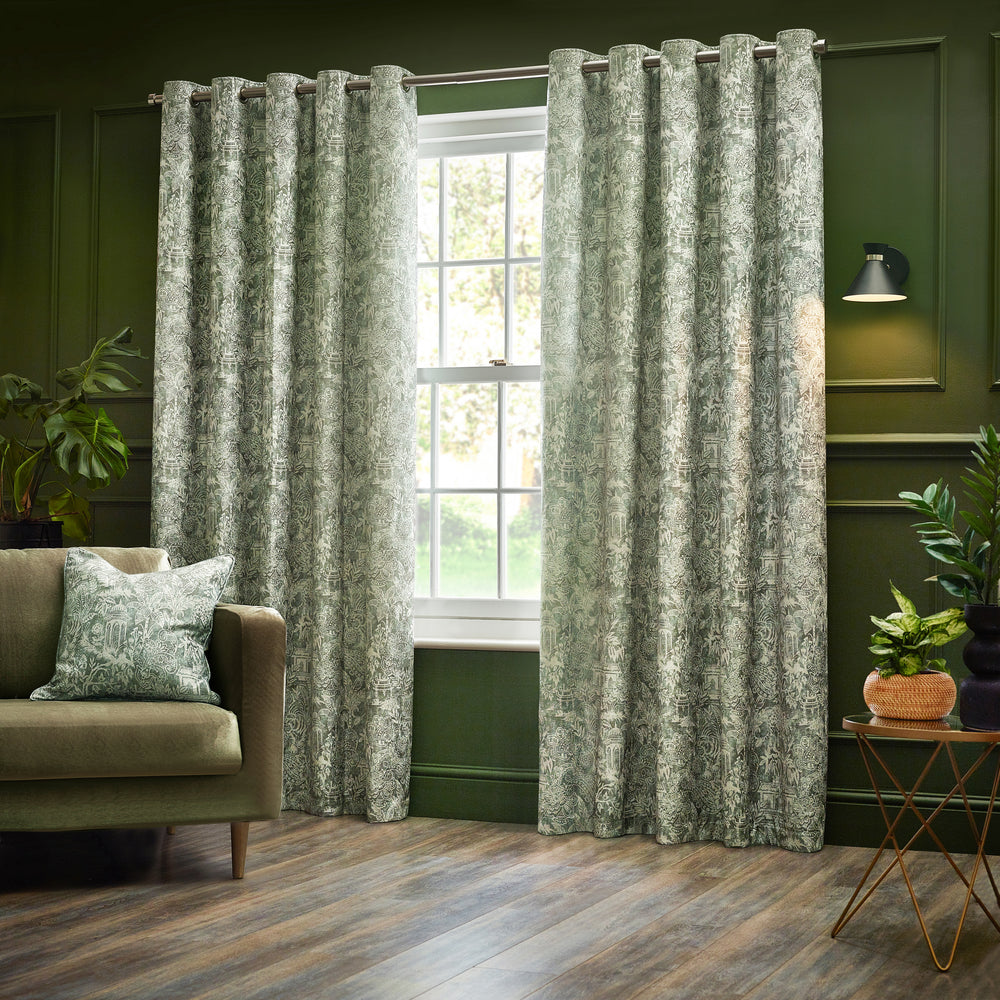 Bengal 117x182 Eyelet Curtains Sage