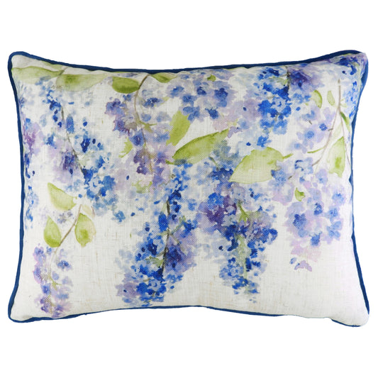 BLOSSOMS LILAC 43X33 FEATHER FILLED CUSHION AZURE