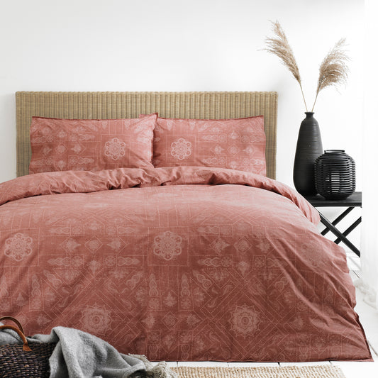 BOHEMIAN SUPER KING SIZE DUVET SET RED CLAY