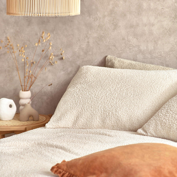 Boucle Single Duvet Set Ecru - Riva