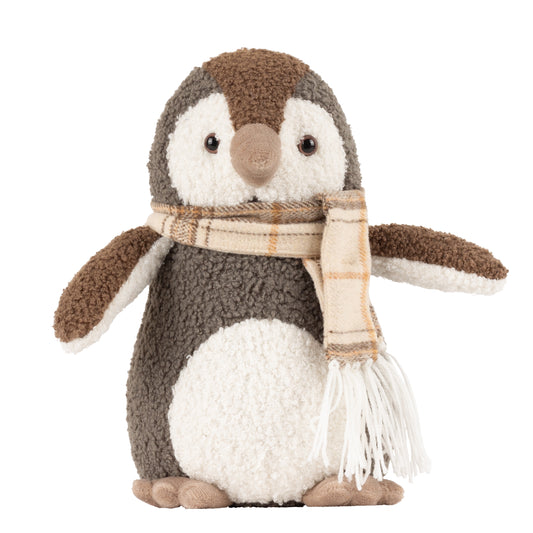 BOUCLE PENGUIN DOORSTOP WARM GREY