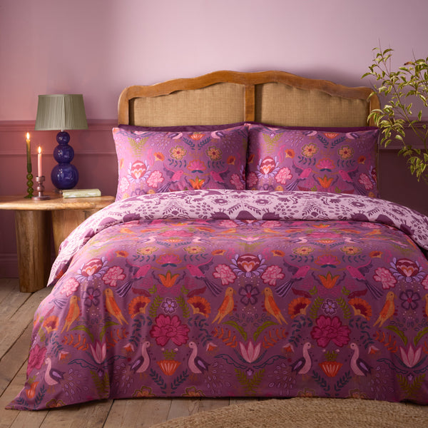 Broderie King Size Duvet Set Damson - Riva