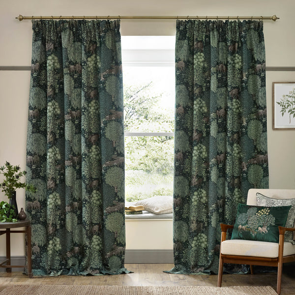 Brook 167x137 Pencil Pleat Curtains Forest Green - view 3