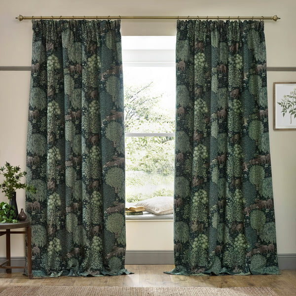 Brook 167x137 Pencil Pleat Curtains Forest Green - view 8