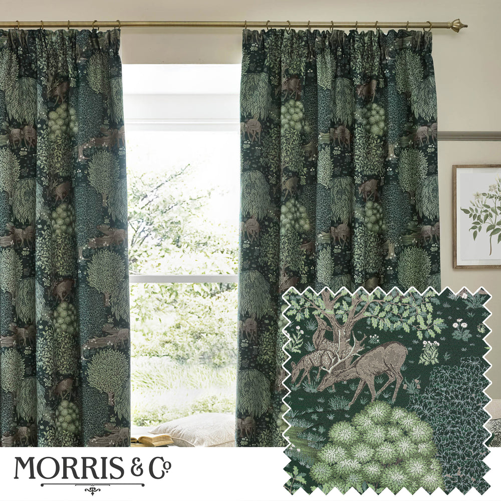 Brook 167x182 Pencil Pleat Curtains Forest Green
