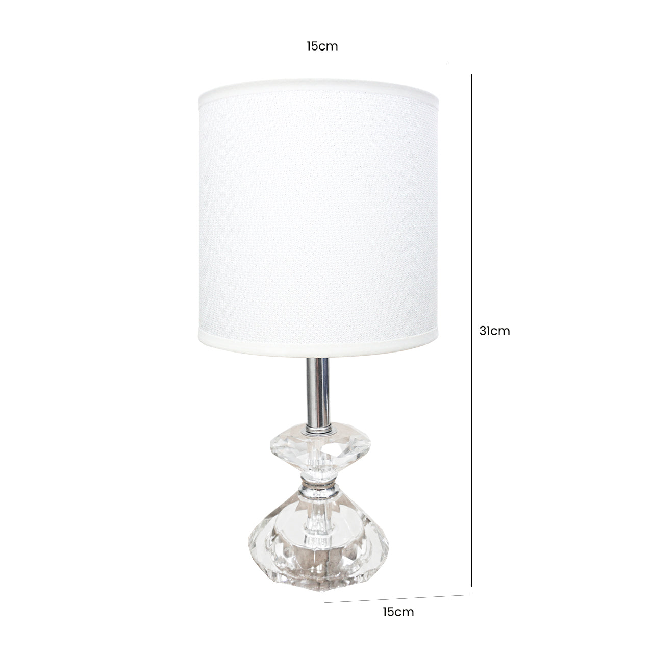 31cm Crystal DŽcor Table Lamp White Linen Cyl Shade