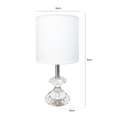 31cm Crystal DŽcor Table Lamp White Linen Cyl Shade