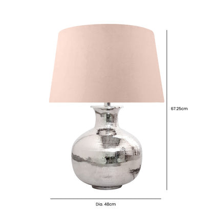 40cm Nickel Plated base with velvet pink shade