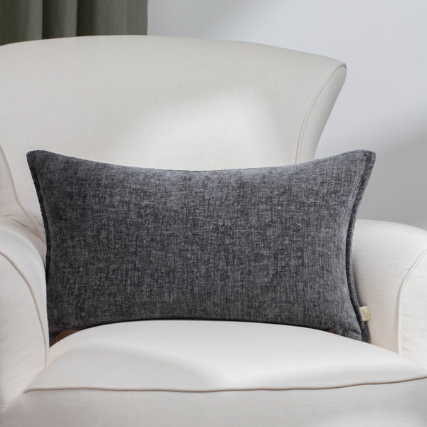 Buxton 30x50 Feather Filled Cushion Charcoal - lifestyle