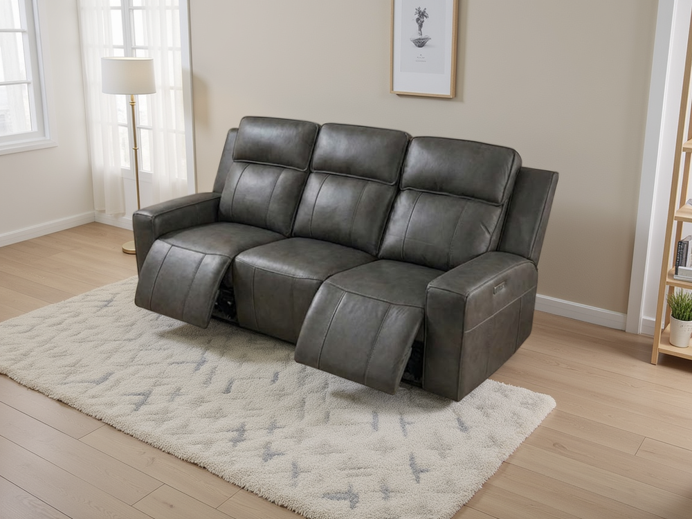 Barcelona Electric Recliner Sofa Grey 3 Seater - Xshowhome