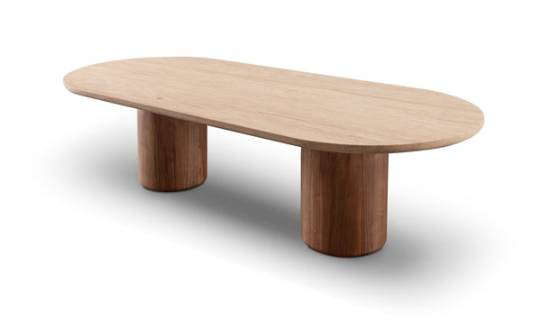 Basilca Dining Table 270 - Walnut Travertine - Tommy Franks
