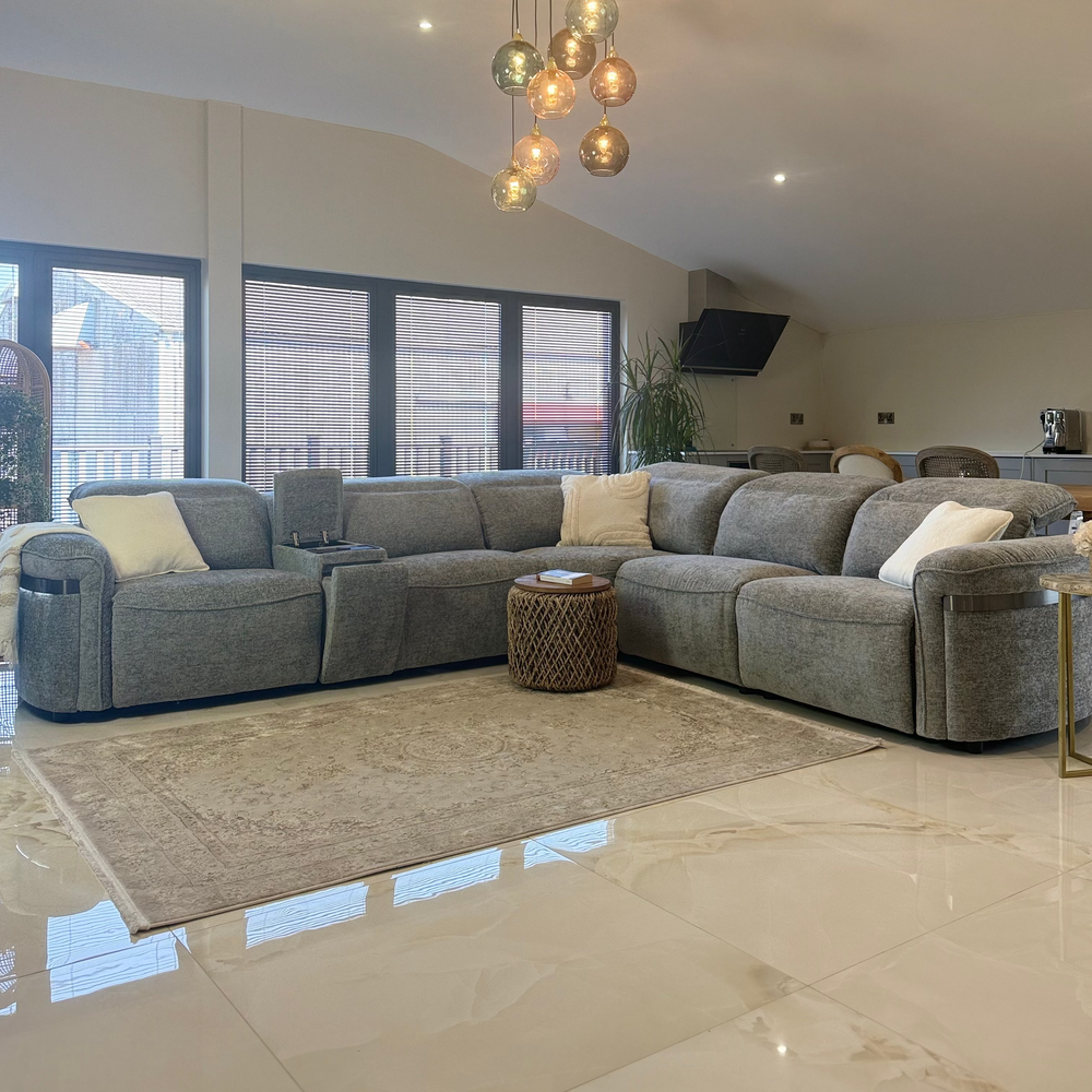 Bicester Electric Recliner Sofa Grey Large Corner - Xshowhome