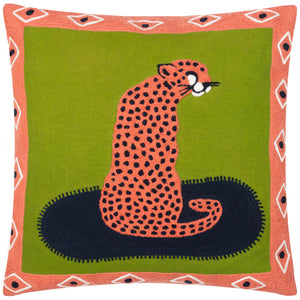 Coral Cheetah 45x45 Feather Filled Cushion Coral
