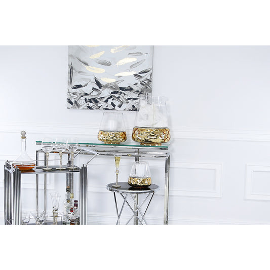 44cm Gold & Clear Glass Candle Holder