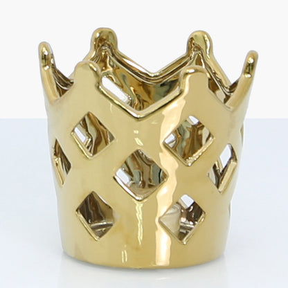 12cm Crown Tealight Holder Gold