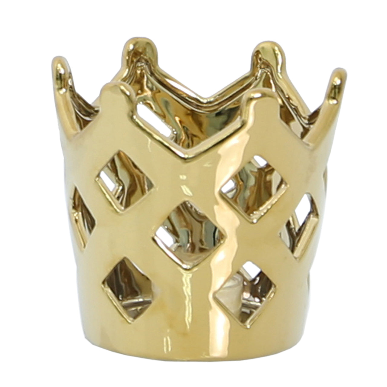 12cm Crown Tealight Holder Gold