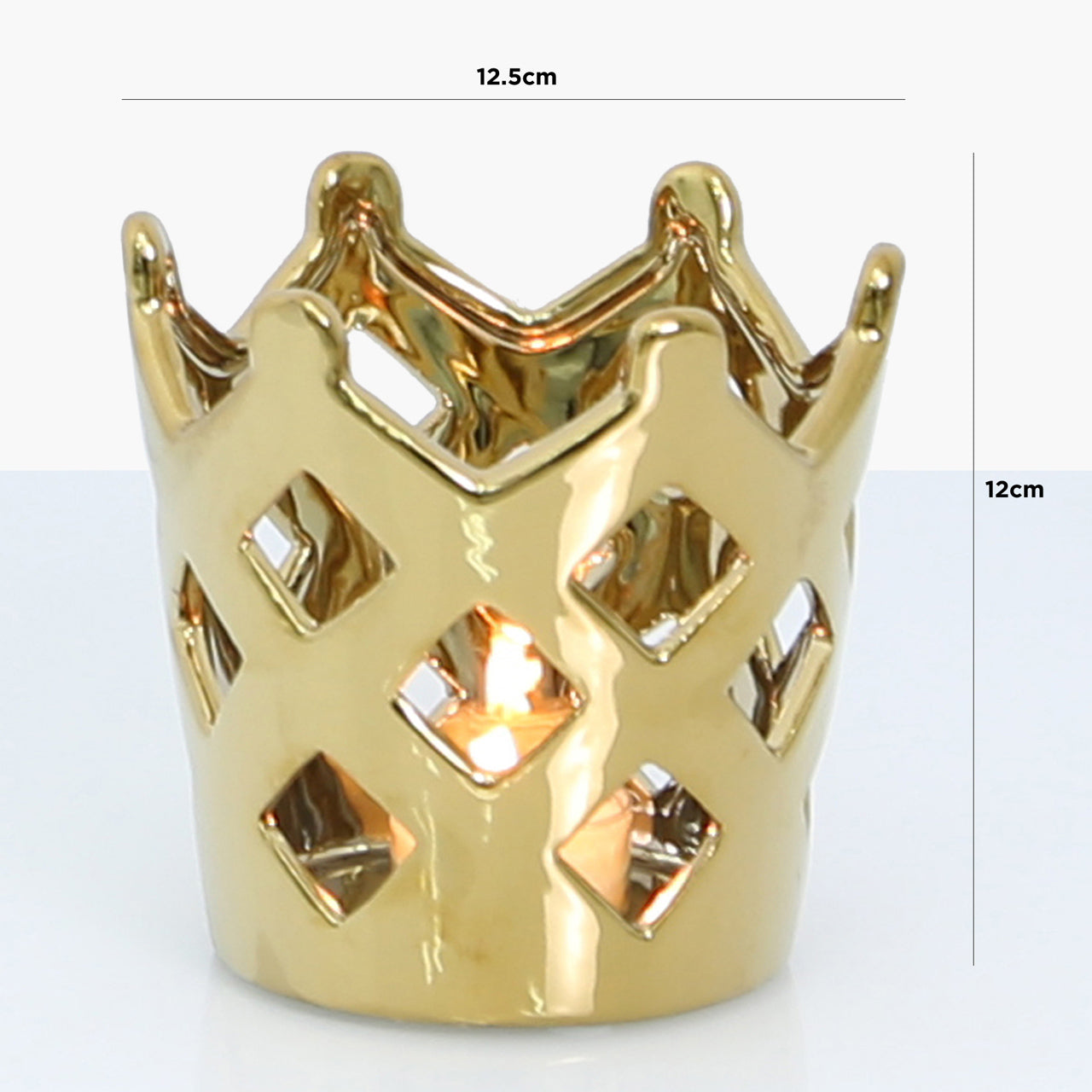 12cm Crown Tealight Holder Gold