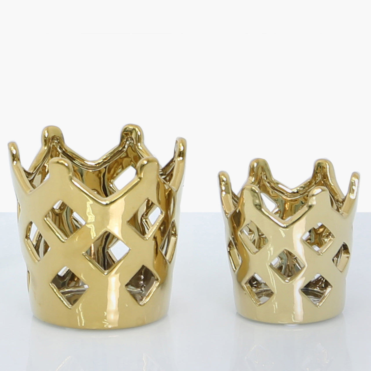 12cm Crown Tealight Holder Gold