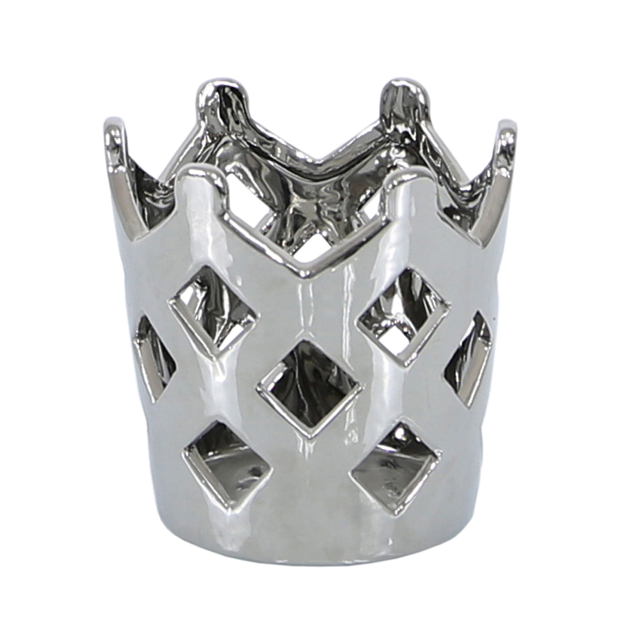 12cm Crown Tealight Holder Silver