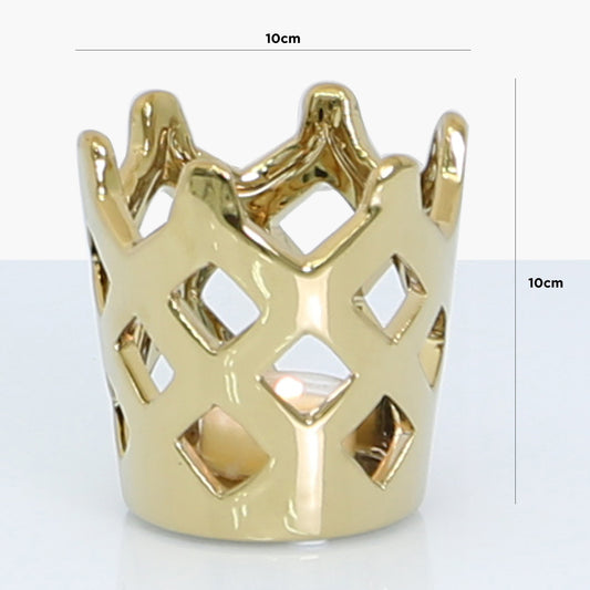 10cm Crown Tealight Holder Gold