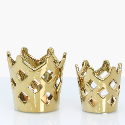 10cm Crown Tealight Holder Gold