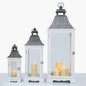 Set Of 3 White And Grey Wood Lanterns