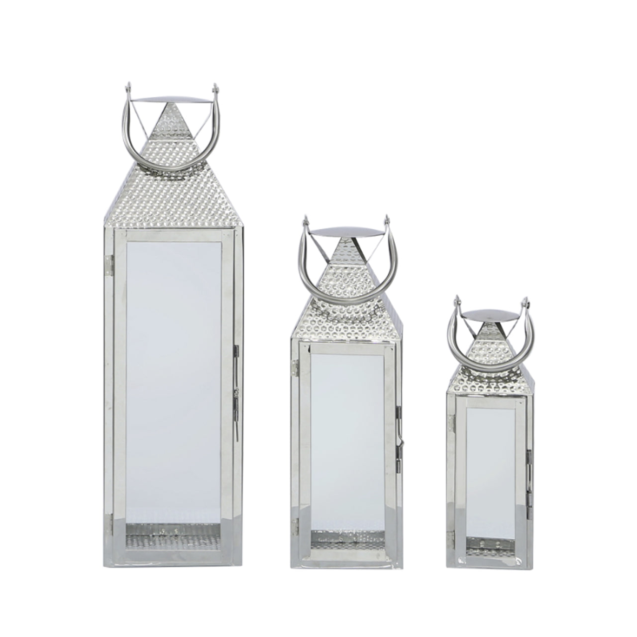 Set Of 3 Stainless Steel  Lanterns