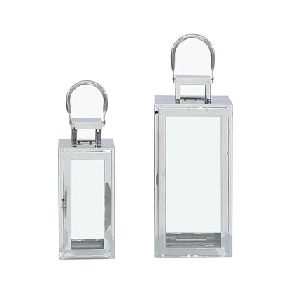 Set Of 2 Stainless Steel Lanterns