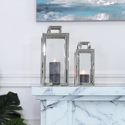 Set Of 2 Stainless Steel Lanterns