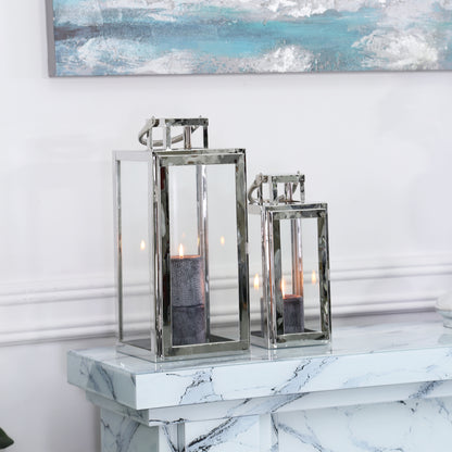 Set Of 2 Stainless Steel Lanterns