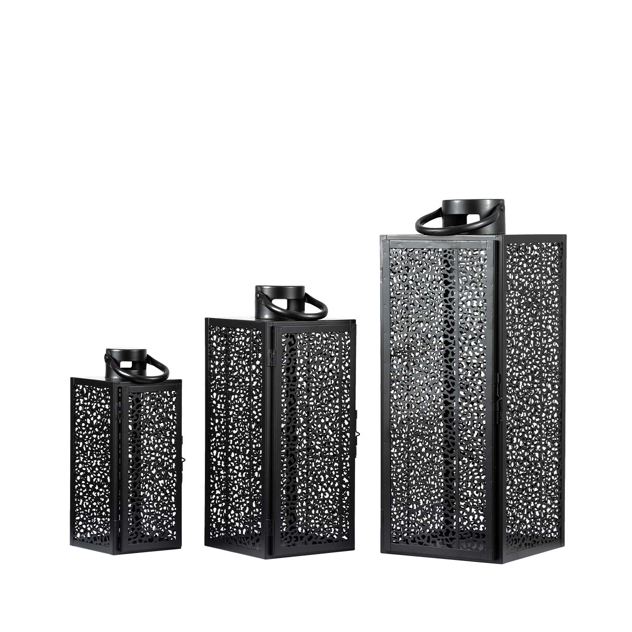 Esme Set of 3 Black Steel Lanterns