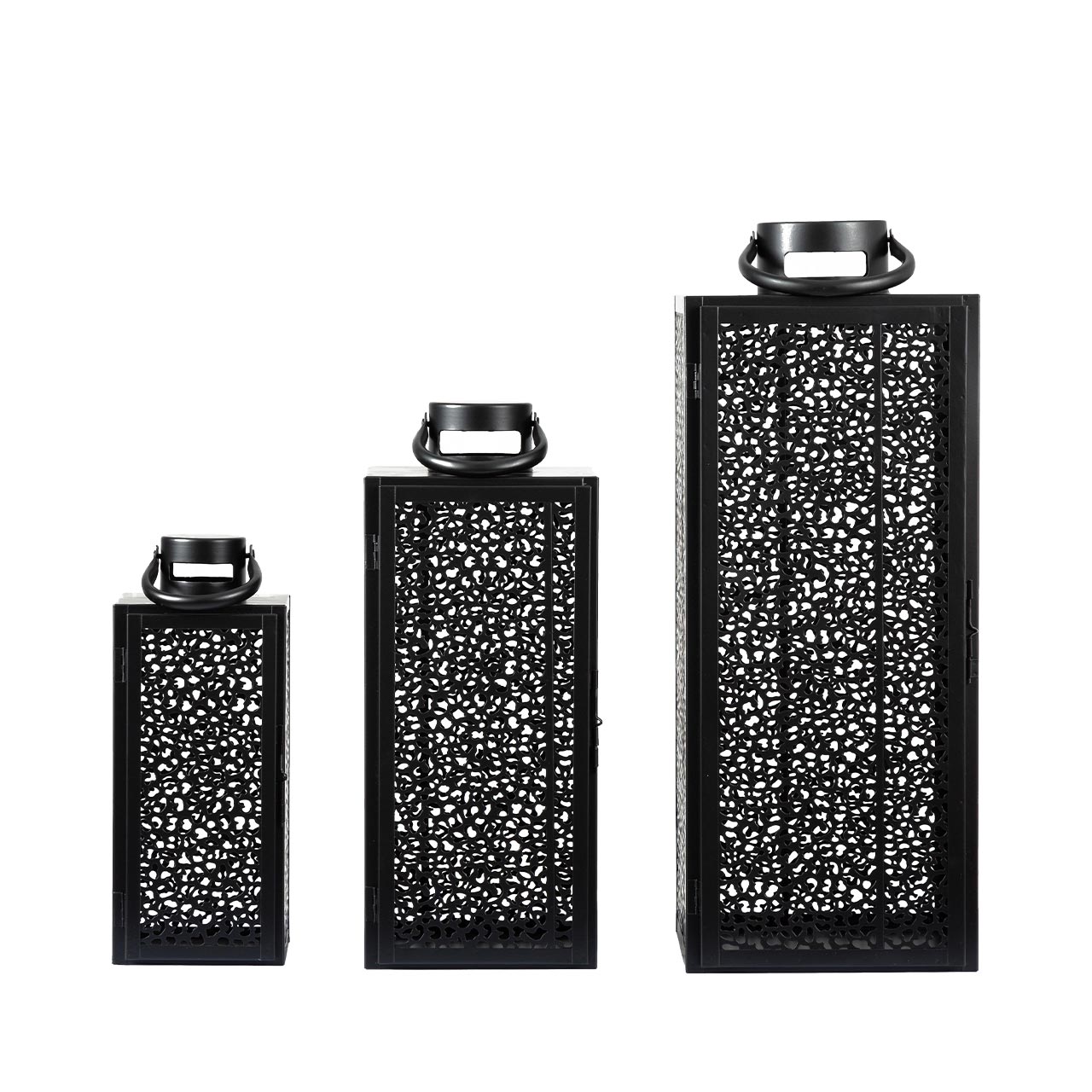 Esme Set of 3 Black Steel Lanterns