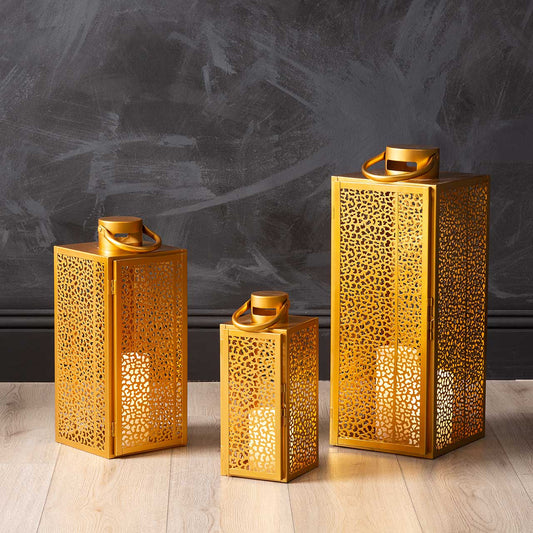 Esme Set of 3 Gold Steel Lanterns