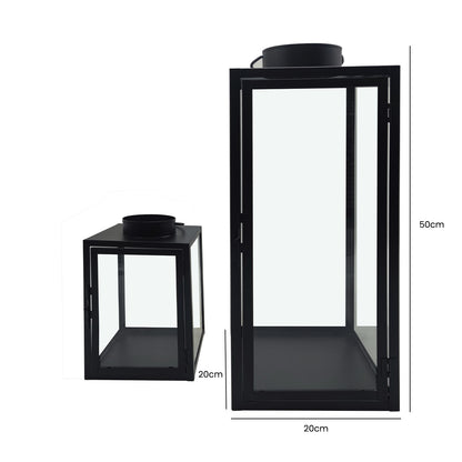 Set of 2 Black Steel Lanterns