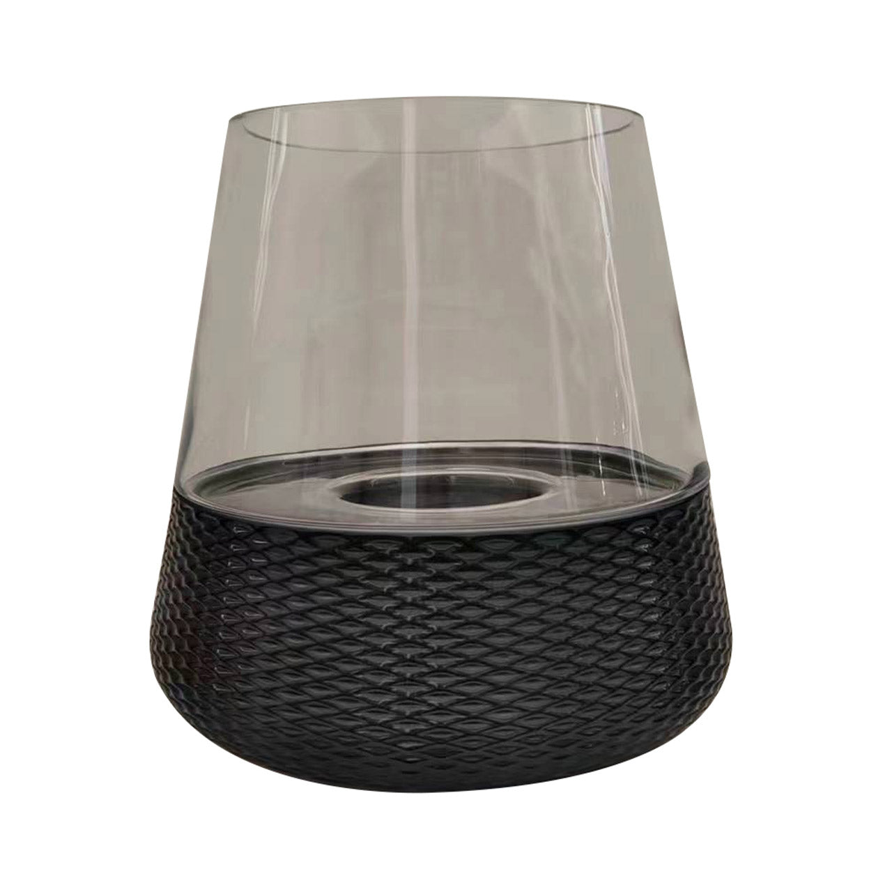 30cm Black & Clear Glass Candle Holder