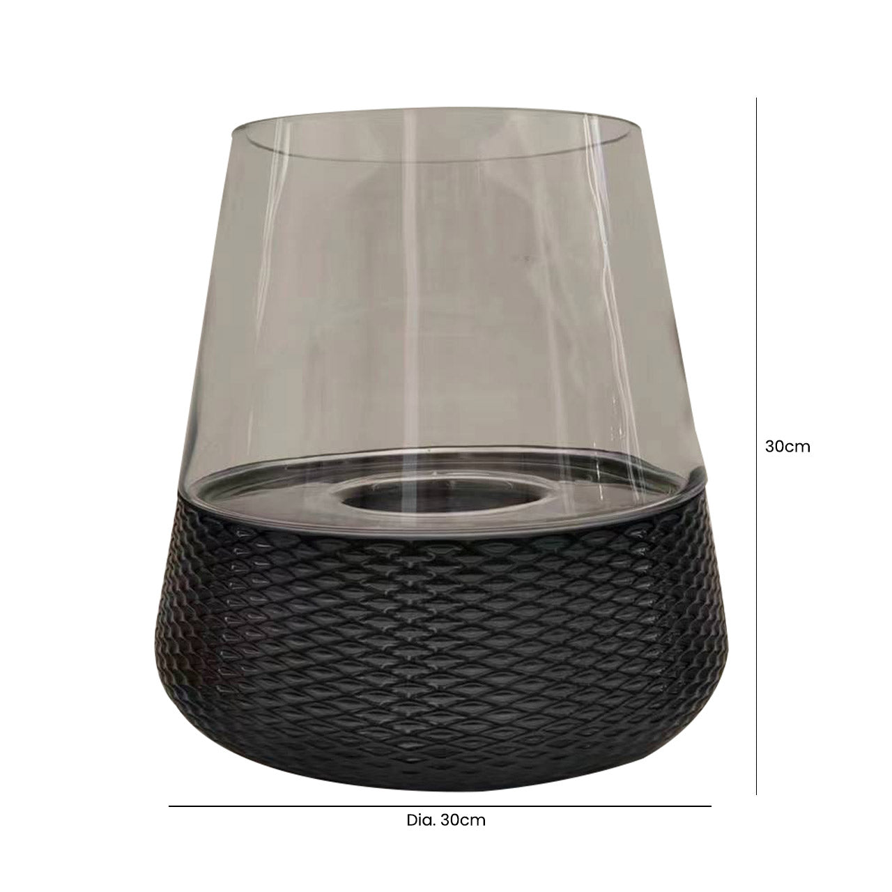 30cm Black & Clear Glass Candle Holder