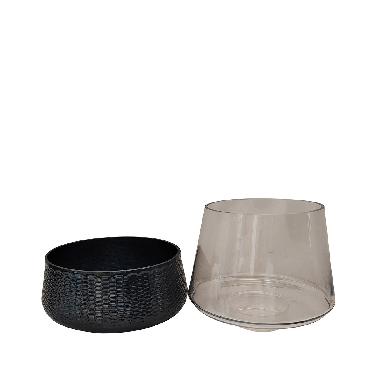 30cm Black & Clear Glass Candle Holder