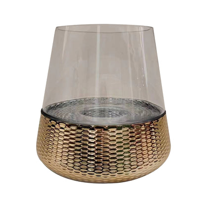 30cm Gold & Clear Glass Candle Holder