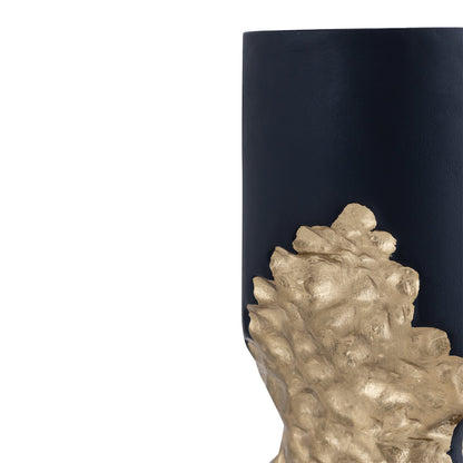 27cm Black and Gold Pillar Candle Holder