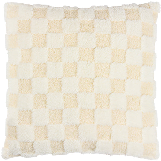 CHECK IT BOUCLE 45X45 FEATHER FILLED CUSHION DREAMY CREAM