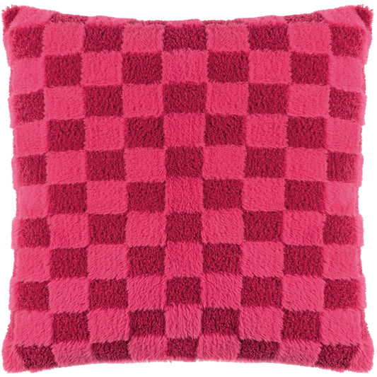 CHECK IT BOUCLE 45X45 FEATHER FILLED CUSHION PINKY CRUSH