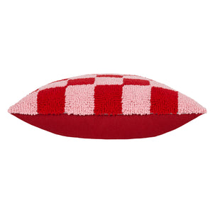 Check 45x45 Feather Filled Cushion Red or Dead Pink - view 4
