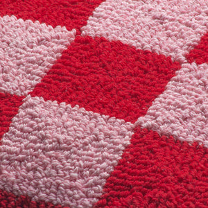Check 45x45 Feather Filled Cushion Red or Dead Pink - view 5