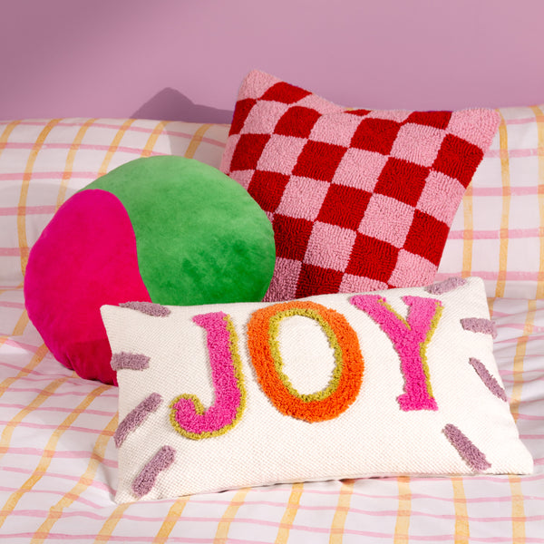 Check 45x45 Feather Filled Cushion Red or Dead Pink - view 6