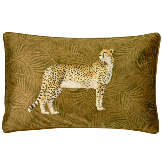 CHEETAH FOREST 30X50 FEATHER FILLED CUSHION GOLD